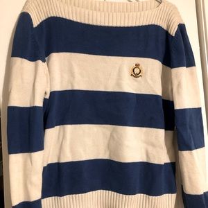 Lauren Ralph Lauren Blue and White Striped Sweater